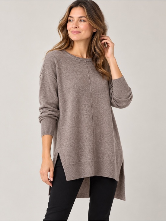 Saks Fifth Avenue Sweaters - Saks Fifth Avenue 100% Cashmere Tunic Sweater S/P Taupe Casual Comfy Chic Layer
